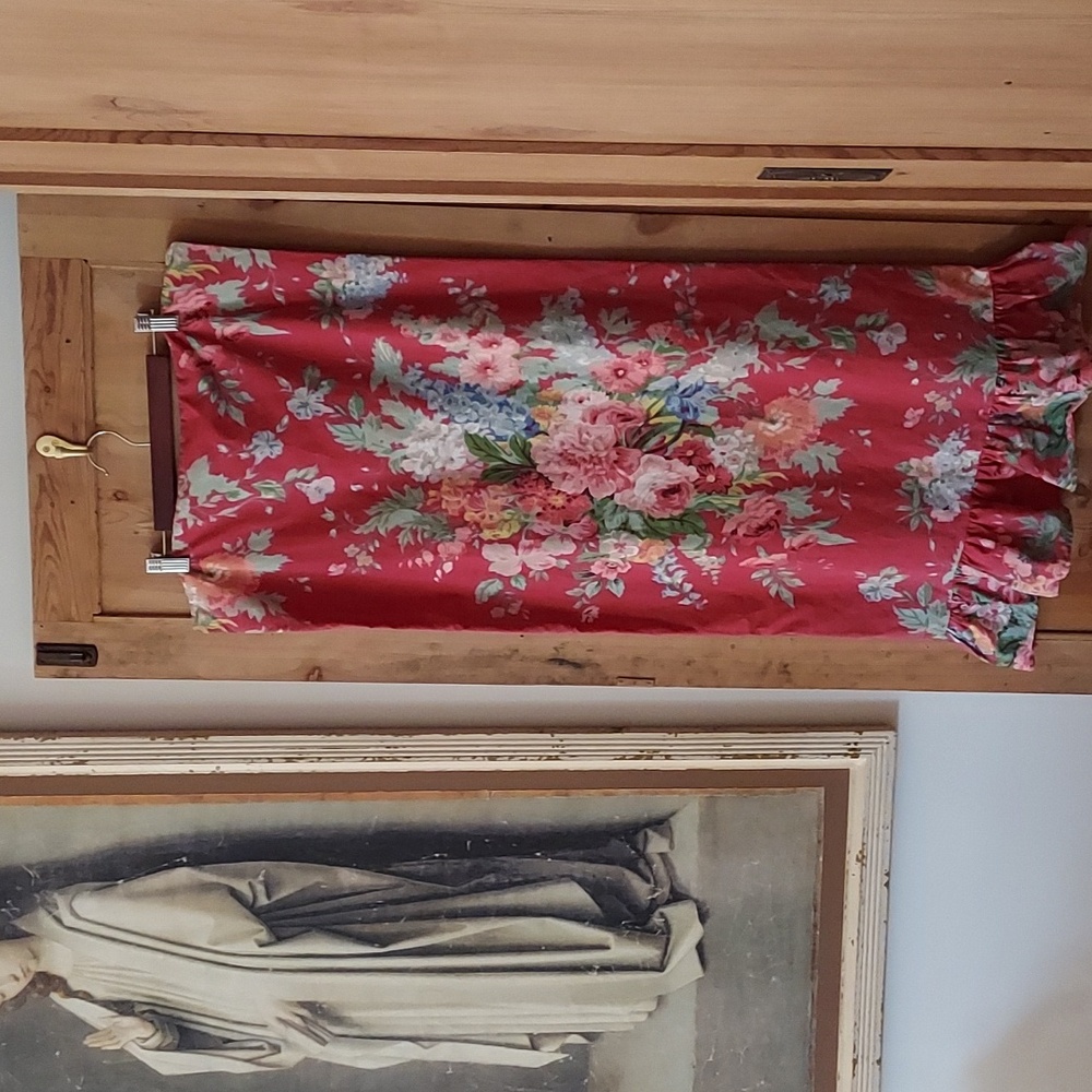 Vintage Ralph Lauren Beach House Red Fuchsia Ruffled King Pillowcases, set of 2